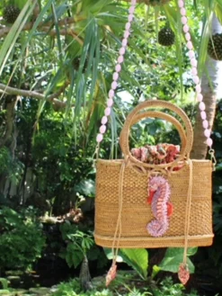 Raffia Tote with Seahorse