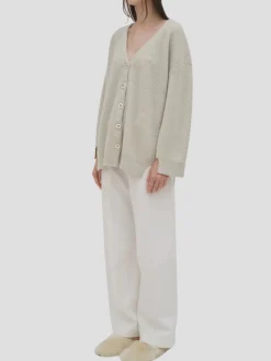 Rib Panel Cardigan in Fog