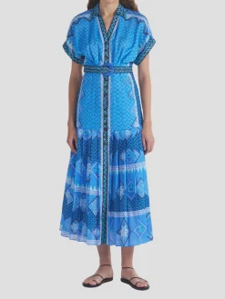 Riya Dress in Peri Verdant