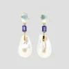 Seafood Earrings Pearl, Aquamarine, Iolit