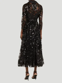 Sequin Lace A-Line Midi Dress