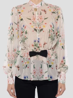 Sheer Blouse with Bow Detail
