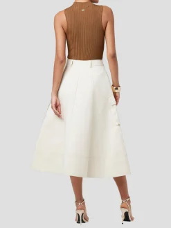 Shiloh High Waist Cargo Midi Skirt in Beige