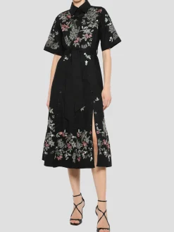 Short Sleeve Shirt Dress in Black Multi