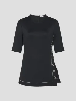 Short Sleeve Snap Top in Black