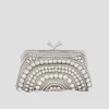 Silver Maud Tassel Clutch in Crystal Embellished Satin
