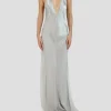 Silver Silk Charmeuse Bias Cut Slip Gown
