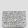 Silver Valorie Clutch in Glitter