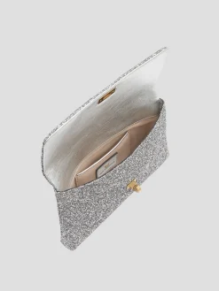 Silver Valorie Clutch in Glitter