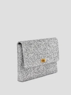 Silver Valorie Clutch in Glitter