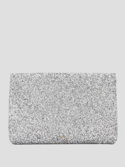 Silver Valorie Clutch in Glitter