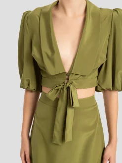 Solid Blouse with Knot