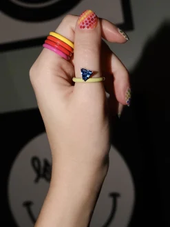 Sterling Silver Green Unicorn Rainbow Gem Enamel Ring