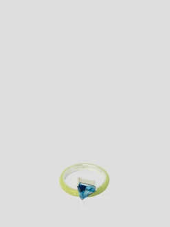 Sterling Silver Green Unicorn Rainbow Gem Enamel Ring