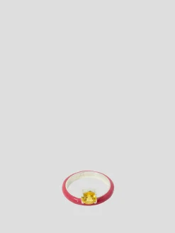 Sterling Silver Pink Unicorn Rainbow Gem Enamel Ring