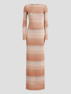 Striped Crochet-Knit Gown