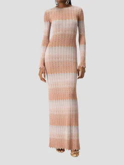 Striped Crochet-Knit Gown