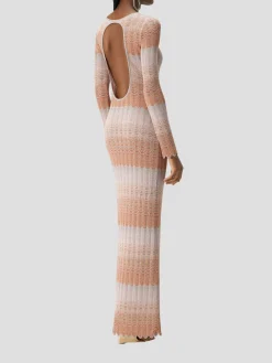 Striped Crochet-Knit Gown