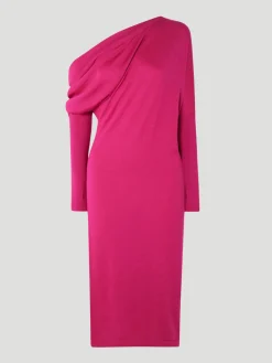 Tom Ford One-Shoulder Cashmere and Silk-Blend Midi Dress
