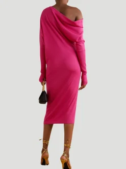 Tom Ford One-Shoulder Cashmere and Silk-Blend Midi Dress