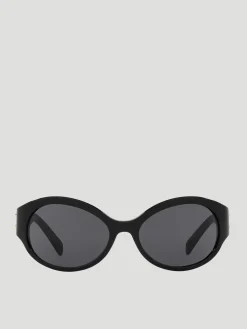 Triomphe Oversized Round-Frame Black Acetate Sunglasses