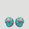 Turquoise & Coral Snail Earrings