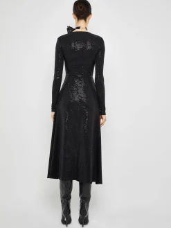 Twist Front Midi Dress in Black