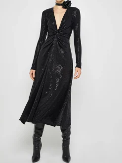 Twist Front Midi Dress in Black