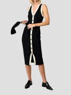 Victoria Sleeveless Front-Tie Midi Dress