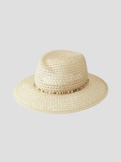 Virginie Straw Hat with Multi-Color Pearls