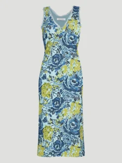 V-Neck Floral Sequin Shift Dress