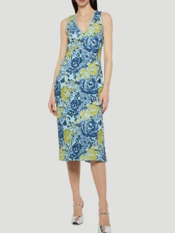 V-Neck Floral Sequin Shift Dress