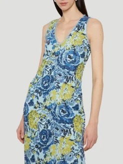 V-Neck Floral Sequin Shift Dress
