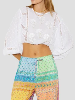 Voila Embroidered Full Sleeve Crop Top