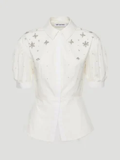 White Cotton Embellished Top