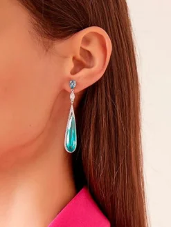 White Gold Paraiba Shard Earrings