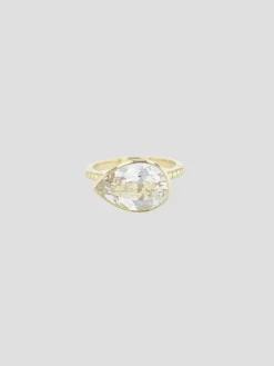 White Topaz Pear Cut Jollie Ring