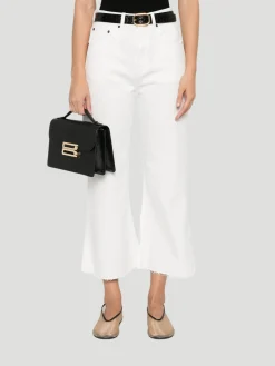 White Wide-Leg Cropped Jeans