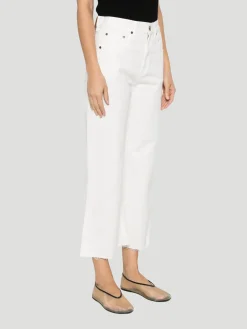 White Wide-Leg Cropped Jeans