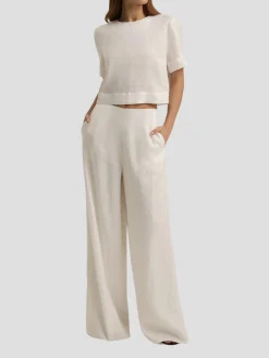 Wide Leg Linen Pant in White