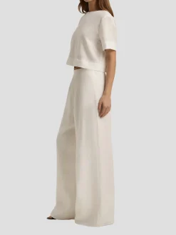 Wide Leg Linen Pant in White
