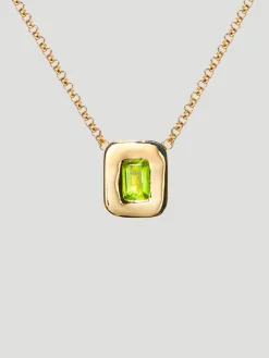 Yellow Gold Peridot Nugget Necklace
