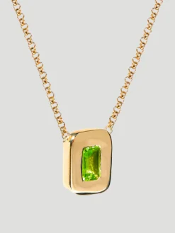 Yellow Gold Peridot Nugget Necklace