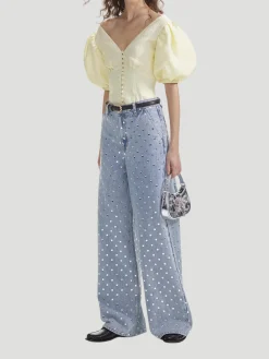 Yellow Jacquard Top